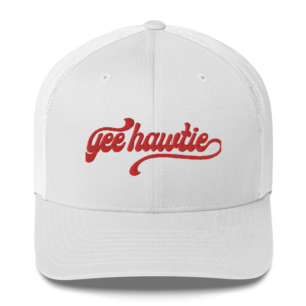 Yeehawtie Embroidered Trucker Cap - White
